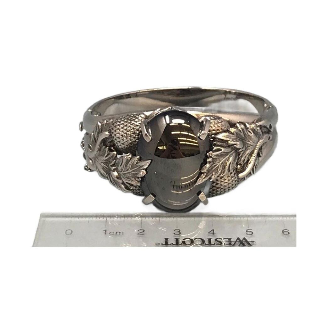 Whiting & Davis Silver-Tone Hematite Cabochon Leaf Bracelet - Picture 6 of 10